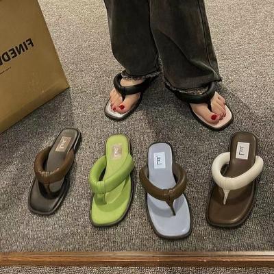 2024 Летние женские тапочки на толстом каблуке, модные шлепанцы с застежкой-молнией, женские повседневные сандалии, пляжные шлепанцы для отдыха на природе