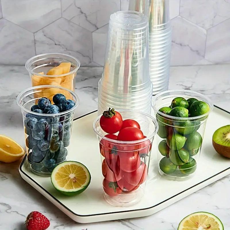 50 шт прозрачные стаканчики для чая с молоком и крышками одноразовые пластиковые стаканчики фруктовый сок кофе песок мороженое напитки контейнеры