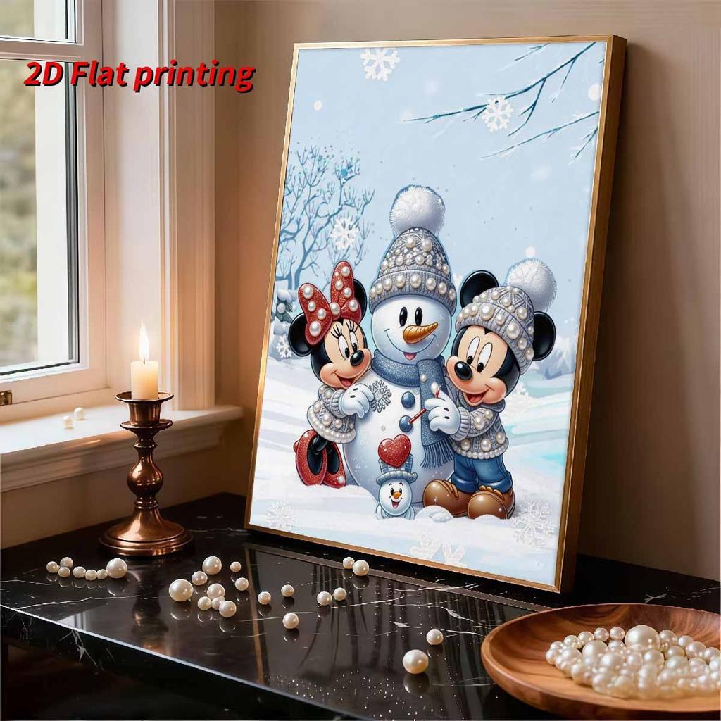 Disney Микки Минни Снеговик 5D DIY Набор для рисования жемчужной мозаикой Рождественская Зимняя Сцена со Снеговиком Вышивка Пазл Вышивка крестом Домашний Декор