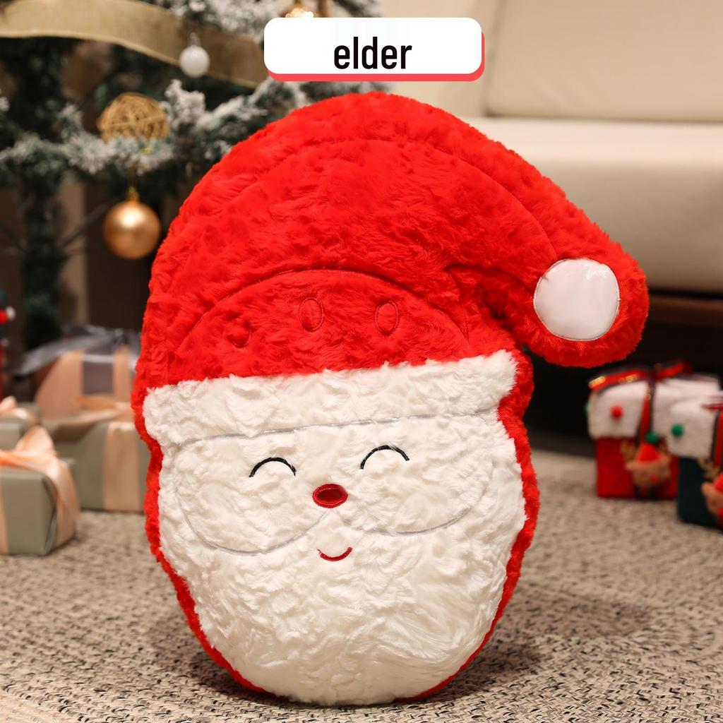 Рождественское праздничное украшение: Плюшевое дерево, Яблочный венок мира и Декоративная подушка в виде пряничного человечка.