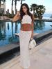 Женский сексуальный белый вязаный топ-майка без рукавов с вырезами и круглым вырезом, пляжная юбка-полусолнце из двух частей, летний купальный костюм-прикрытие 2025 K229