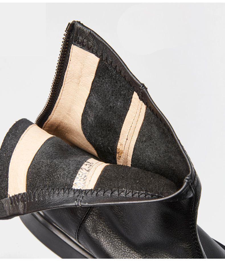 Men's Genuine Leather Martin Mid-Cut Casual Boots with Velvet Lining - Trendy All-Match Design for Spring and Autumn