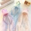 Princess Girl Hair Hoop Sweet Crown Squein with Mesh Hairs Band for Toddler Girl Birthday Party Baby Head Wear Hair Accessories