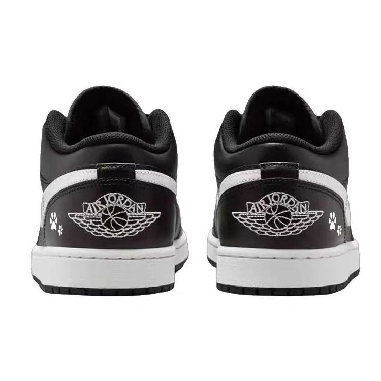 Jordan Air Jordan 1 Нескользящие Устойчивые к истиранию Низкие Винтажные Баскетбольные Кроссовки Унисекс Черно-Белые 553558-043(Команда181-)
