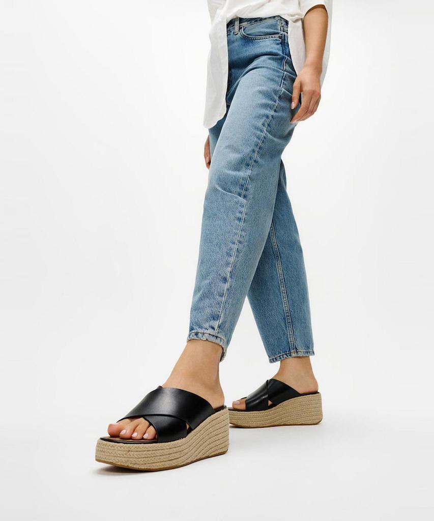 Fitflop Женские Платформенные Эспадрильи Кожаный Клин Перекрестные Шлепанцы - Черный (Ft64K2D235)