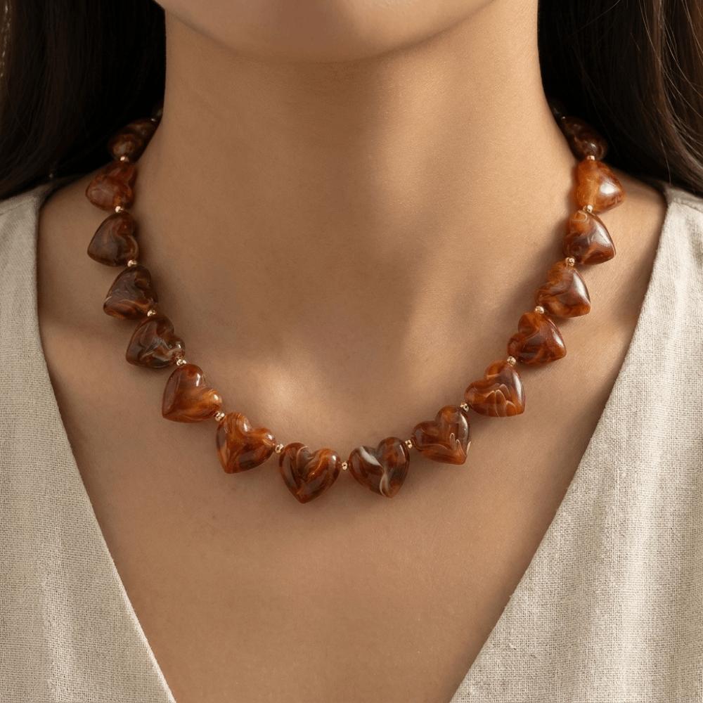 Love Heart Acrylic Necklace Acrylic Sweater Chain Fashion Women Clavicle Chain Girls