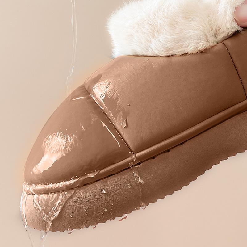 Водонепроницаемые нескользящие зимние ботинки женские из искусственного меха с мягкой подошвой плюшевые ботильоны женские из искусственной кожи с плоским каблуком теплая хлопковая подкладка обувь