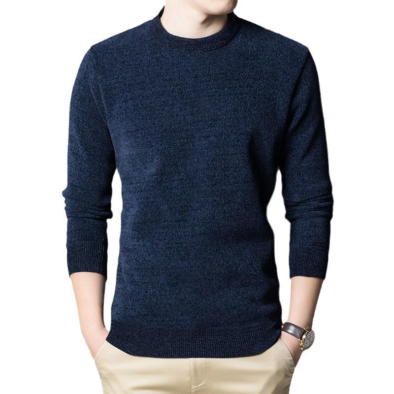 Sweater Fleece-lined Sweater Men's Winter Keep Warm Pure Color Half Turtleneck Base Sweater