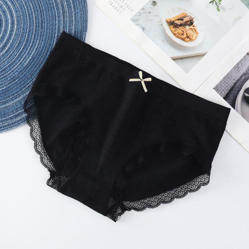 Bubble Pants Seamless Seamless Graphene Bare Ammonia Breathable Mid Waist Briefs Solid Color Lace Knickers Women's Triangle Panties