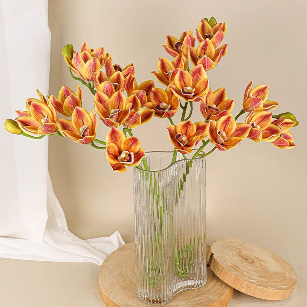 Сгибаемые стебли Цимбидиум Цветочная ветка Яркие цвета Имитация Фаленопсис Свадебная церемония