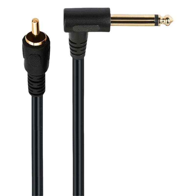 Right Angle 6.35mm Mono to Mono Plugs Stereo Cord 6.35mm Mono Male to Mono Male for Guitar Receiver