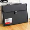 DELVTCH 13 Pocket Layer A4 Size Expanding Wallet File Folder Bills Paper Document Storage Organ Bag Holder Office Organizer Case