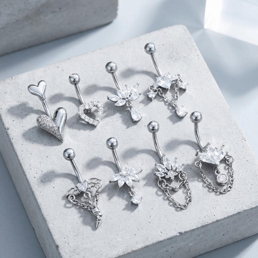 Elegant Crystal Ball Belly Button Rings Copper Shiny Body Jewelry New Gem Navel Piercing  Men