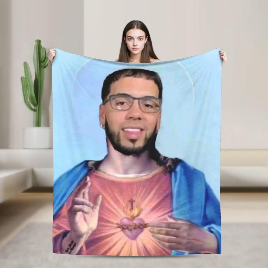 Rapper Anuel AA printed Blanket Picnic Flannel Throw Blanket For Couch Bed Soft Custom DIY Quality Bedspread Gift Idea