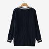 VONDA Women Autumn Warm V-Neck Long Sleeve Knitted Pullover Sweaters