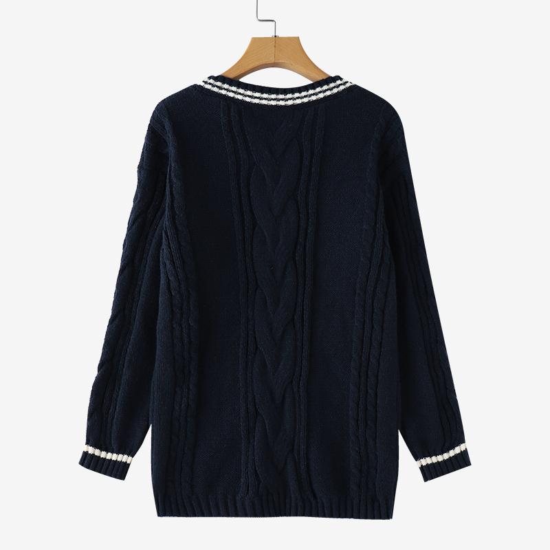 VONDA Women Autumn Warm V-Neck Long Sleeve Knitted Pullover Sweaters