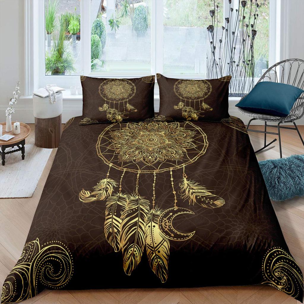 Dream Catcher Duvet Cover Set Kids Bohemian Mandala Bedding Set King Size Tie Dye Purple Boho Floral Gypsy 2/3pcs Quilt Cover