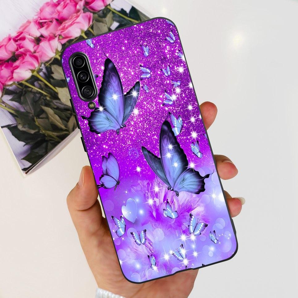 For Samsung Galaxy A90 5G Phone Case Samsung A90 SM-A908B 5G Flower Butterfly Woman Fashion Soft TPU Bumper Transparent Silicone