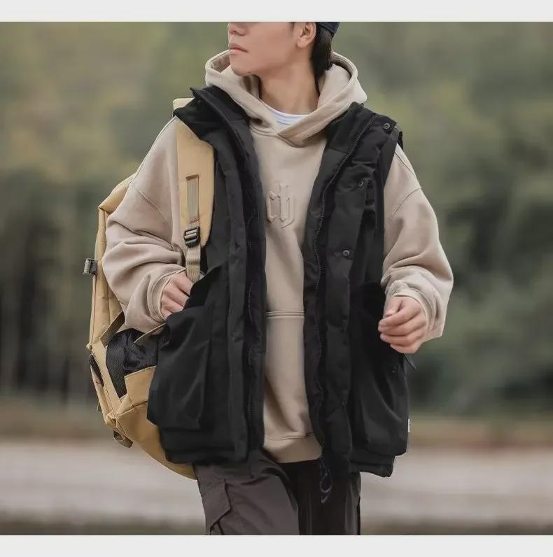 Унисекс японский ретро стеганый зимний рабочий жилет