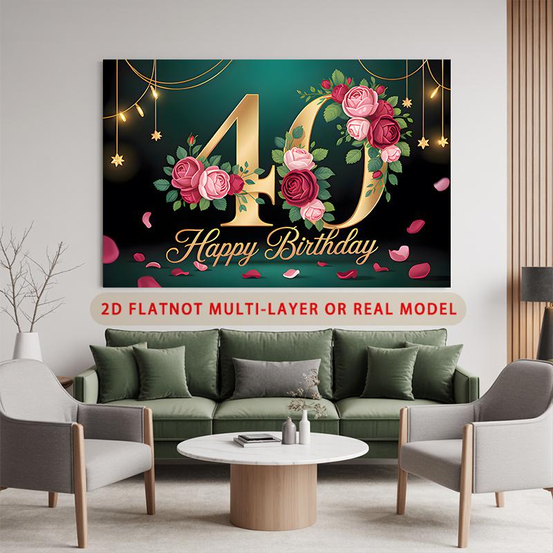 Party Backdrop Birthday Rose 40Th Photo Booth Background Wall Decor