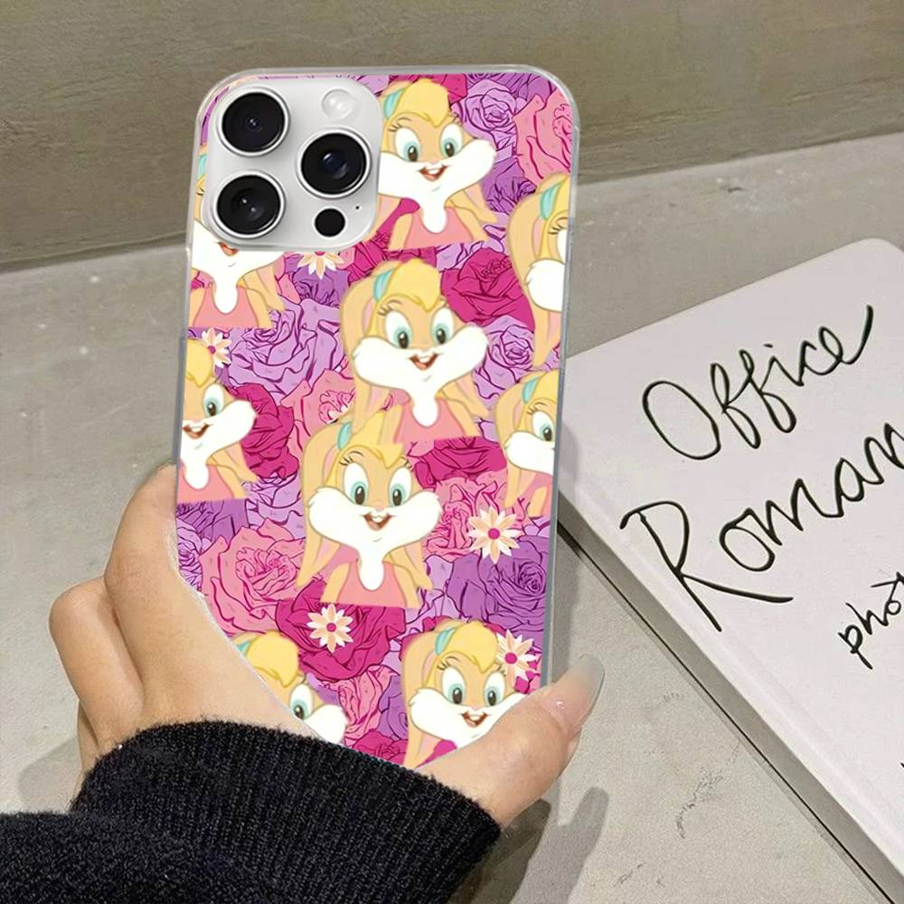 Мультяшный чехол для телефона Lola Rabbit BBunnys для iPhone 17 16 15 14 13 12 11 Plus Pro Max, атласный, цветной, глянцевый