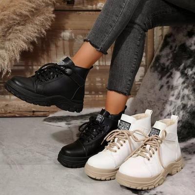 2025 новые женские зимние водонепроницаемые ботинки Мартин для улицы - короткие ботинки на шнуровке спереди для снега