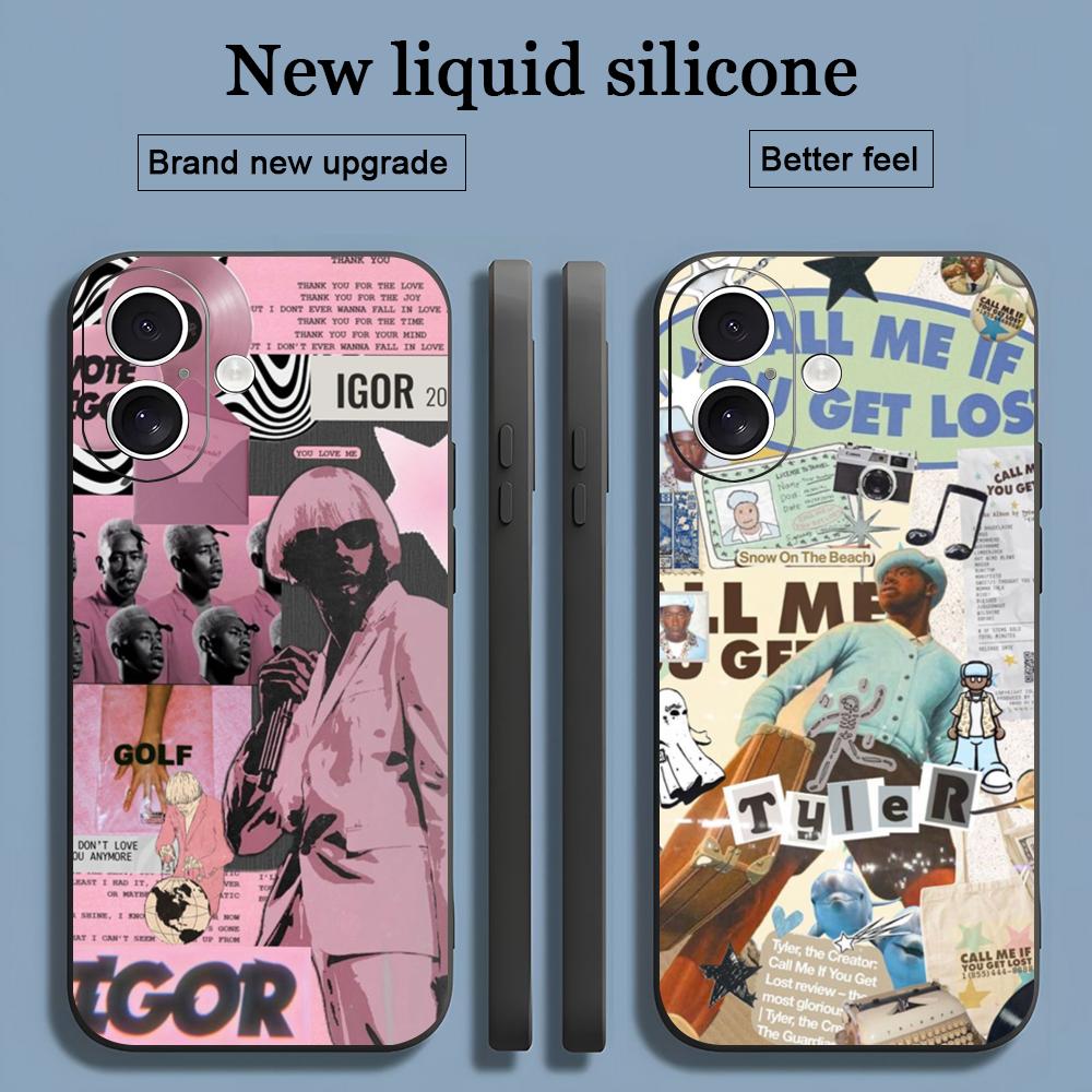 Крутой Чехол для Телефона CoolMan T-Ty-ler Rap Crea-tor Для iPhone 17 16 15 14 13 12 11 X XR XS 8 Plus Mini Pro Max Мягкий черный Ударопрочный Чехол