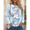 Christmas Snowman Women's T-shirt O Neck Oversized Pullover Female Party Clothes Daily Street Sweatshirt Casual Long Sleeves