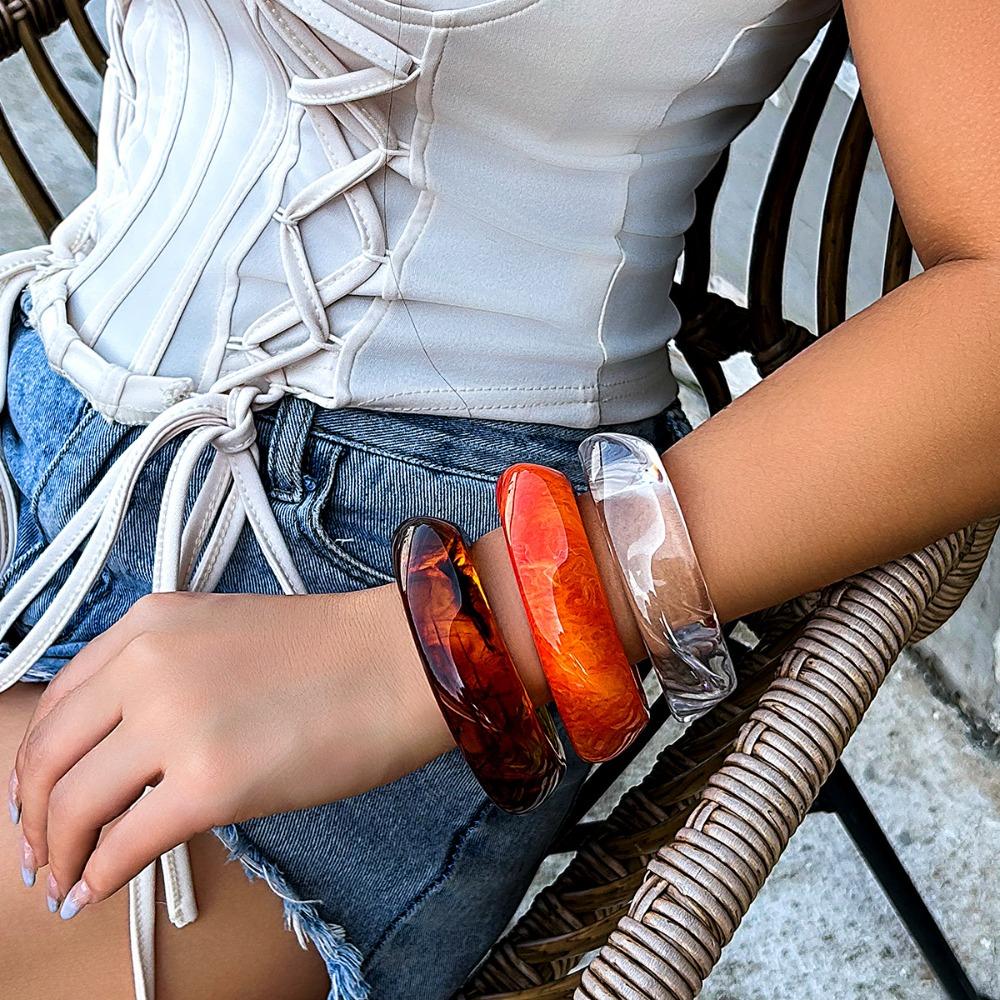 Богемные нерегулярные акриловые браслеты винтажные геометрические браслеты с подвесками подарки для женщин и девочек