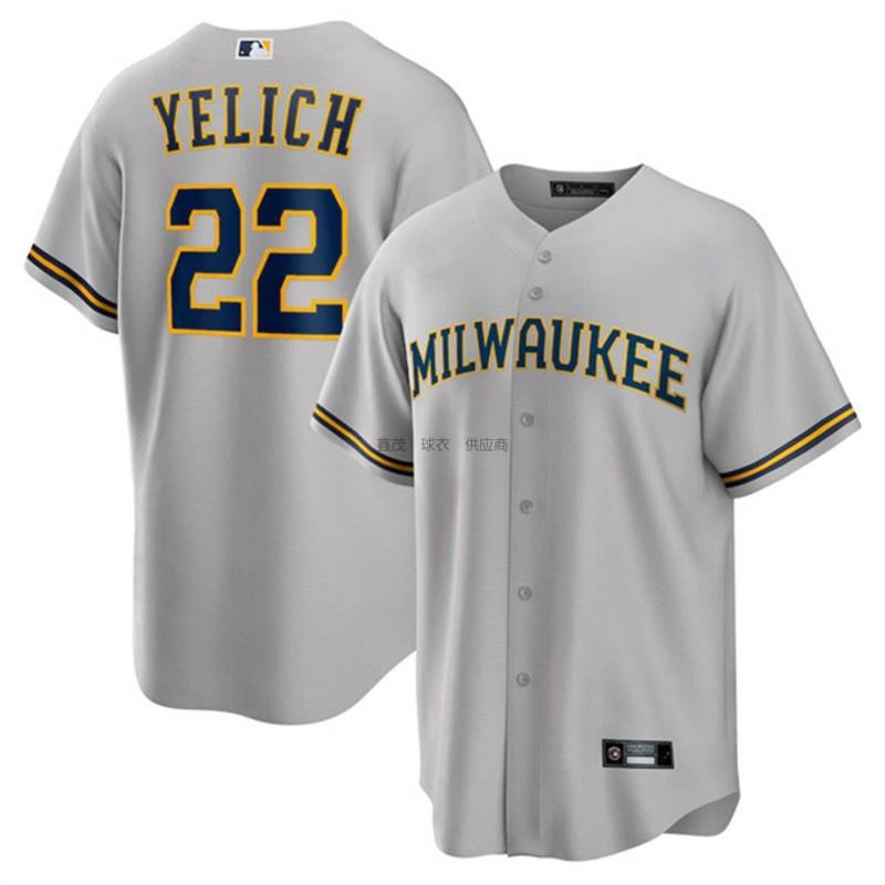 Milwaukee Brewers 22 Yelich Baseball Jersey Mens Sports Shirt