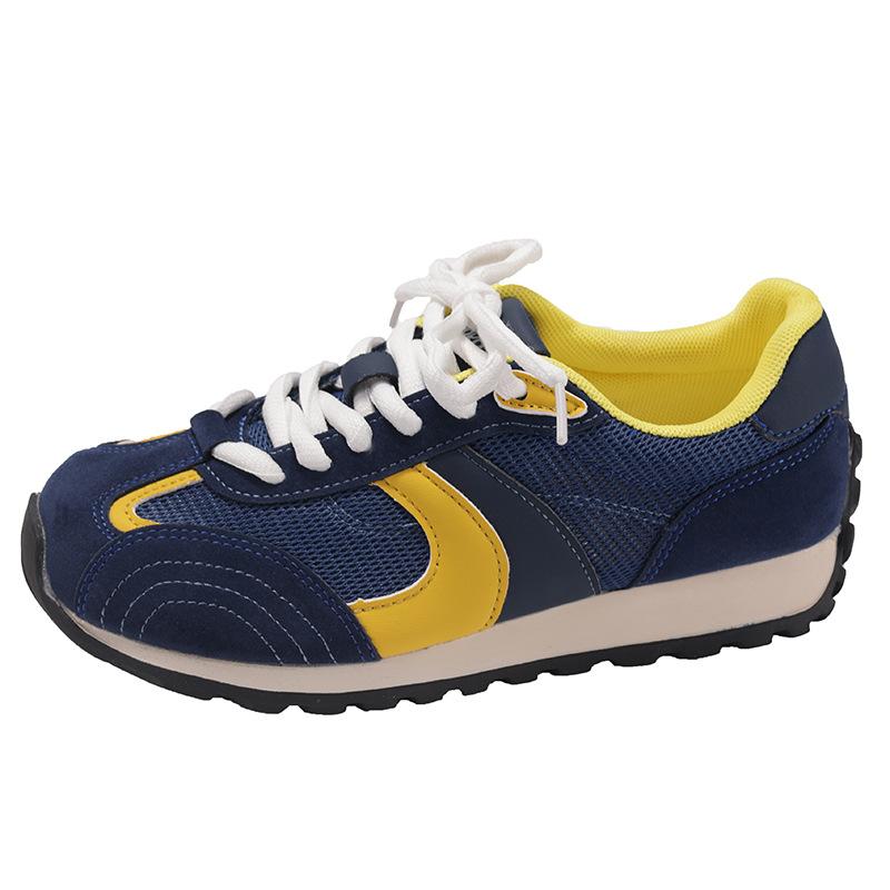 Ретро контрастная цветная вставка платформа немецкие тренировочные туфли женские 2025 новые сетчатые дышащие для маленькой ноги повседневные спортивные туфли Forrest Gump