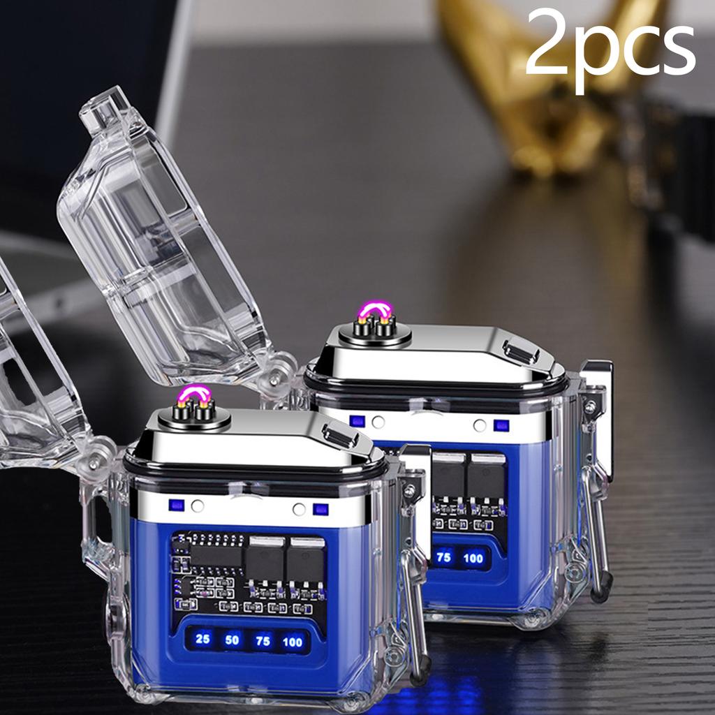 2025 New Transparent Shell Double Arc USB Electronic Lighter TYPE-C Fast Charge COB Lighting Plasma Lighter Electric Waterproof