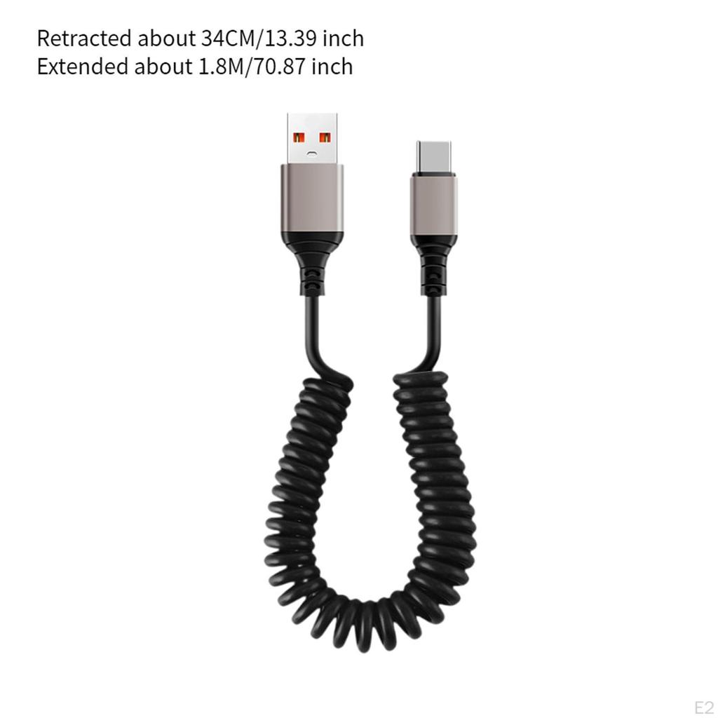 2Pcs USB C Fast Charging Cable,Coiled Charger Cord Portable Workshop Data Cable Type for