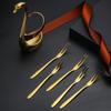 304 Stainless Steel Swan Dinnerware Set Gold Fruit Dessert Cutlery Set for Swan Base Holder Silver Leaf Forks Portable Teaspoon