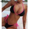 Sexy 2 Colors Halter Brazilian Bikini Female Swimsuit Women Swimwear Two-pieces Bikini Set Bather Bathing Suit Swim Lady