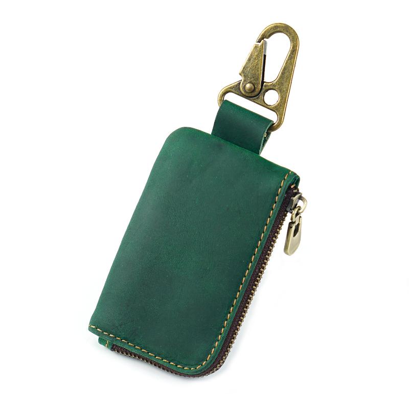 Genuine Leather Zipper Coin Purse Bluetooth Earphone Bag Key Organizer Card Bag Wallet For Women Men