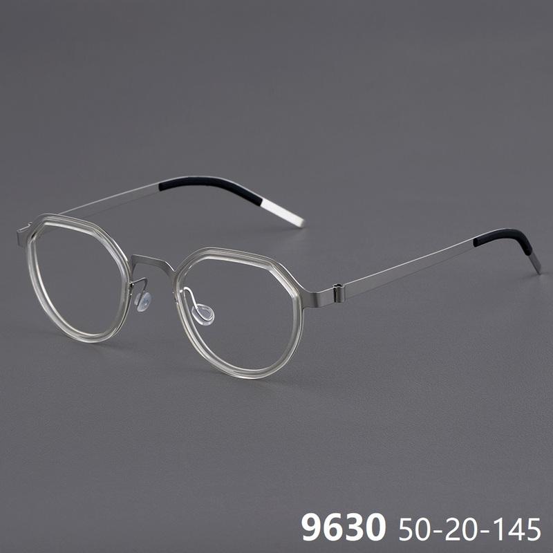 Denmark Brand Screwless Thin Titanium Glasses Frame Polygon Oval Eyeglasses Ultralight Handmade Women Men Frames 9630 Fashion