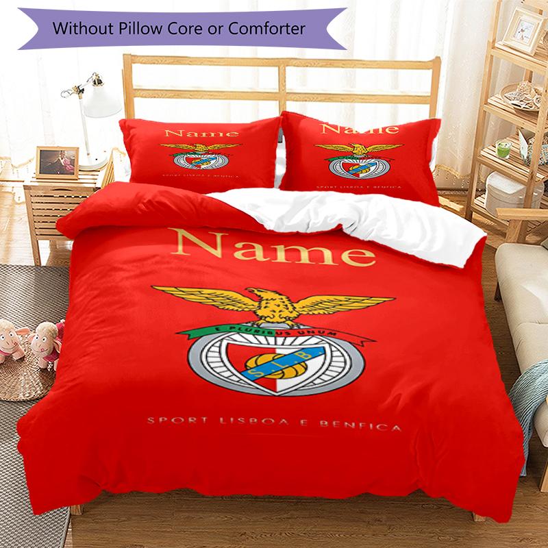3Pcs Custom Name Benfica Bedding Set Duvet Cover Closure Includes 1Duvet Cover 2Pillowcases Soft And Comfortable For All Seasons