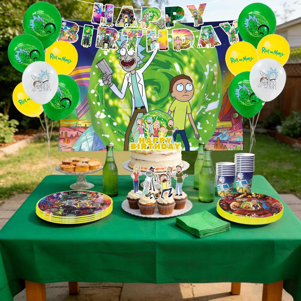 Cartoon Party Decorations & Cartoon Party Tableware Set - Cartoon Birthday Banner Balloons Plates Napkins etc Cartoon Birthday Party Supplies for Kids