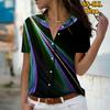 2025 Summer New Fashion Women's Simple Printed Short Sleeve V-neck Casual Button-down Shirt Top