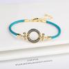 Trendy Colored Round Zirconia Accessory Leather Braided Adjustable Bracelet High Quality Party Holiday Jewelry Gift For Women
