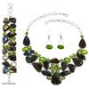 Fiery Labradorite Peridot Gemstone Jewelry Necklace Bracelet Earring Set 8-16''