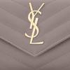 Saint Laurent Ysl Cassandre Металлическая Буквенная Логотип Короткий Кошелек-Конверт из Кожи на Кнопке-Застежке Женский Кошелек Серый 414404-BOW0J-1202