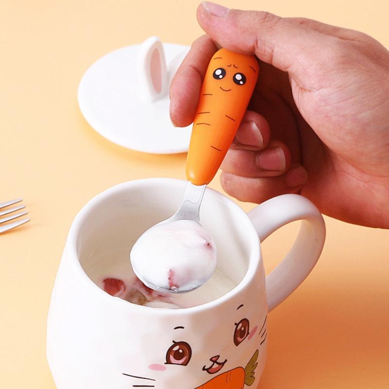 Детская посуда, милый мультфильм, редис, скребок, ложка для грязи, детская ложка, вилка