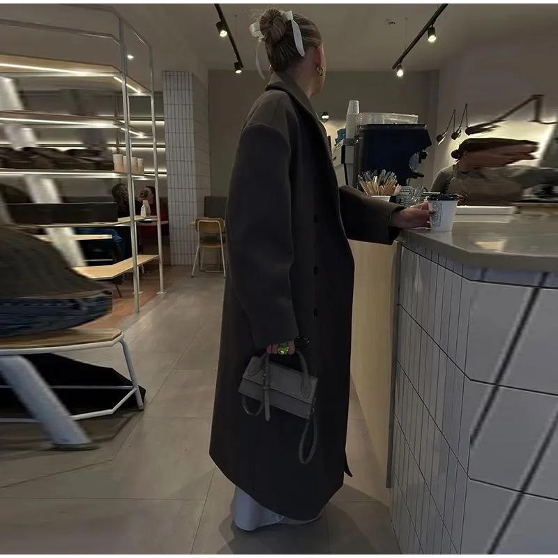 Элегантный женский двубортный тренч Осень 2024: Темпераментный, Повседневный, Ретро Однотонный Дизайн