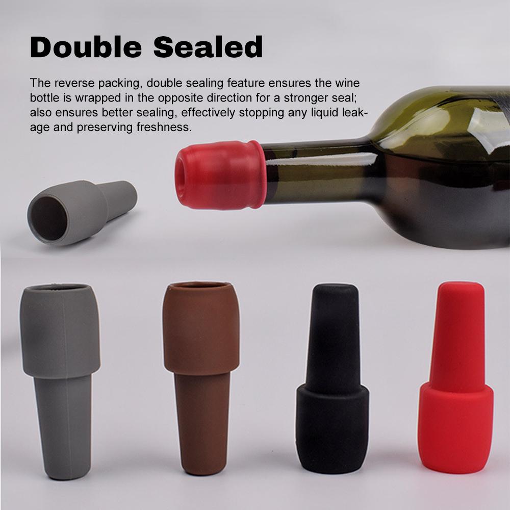 Silicone Wine Stoppers Double Sealed Bottle Caps for Red Wine Champagne Reusable Home Use Seasoning