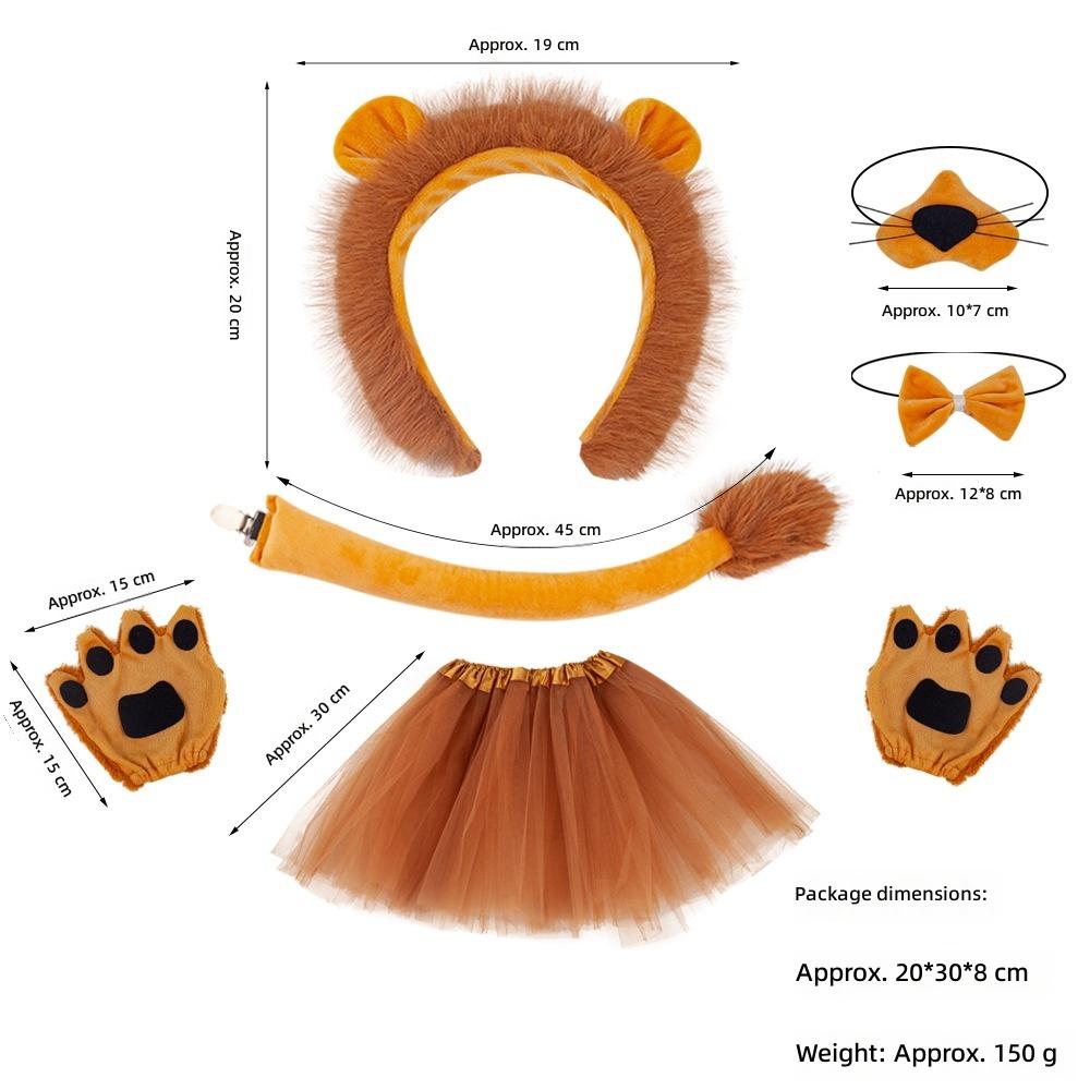 Halloween Children's Sweet Animal Headband Unisex Plastic Creative Props Zoo Lion Ear Headwear Set
