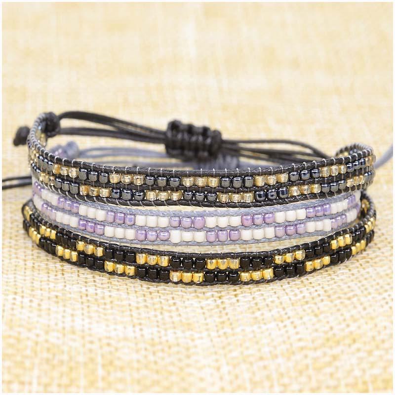 Бохо разноцветные граненые хрустальные японские стеклянные бусины Миюки плетеный браслет для женщин и мужчин Бохо ручная работа шикарные модные украшения