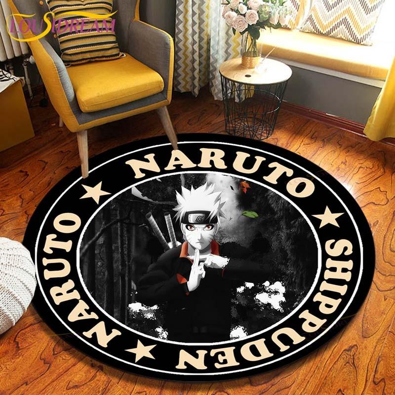 Круглый ковер в стиле аниме «Наруто», напольный коврик для спальни, фланелевый ковер с животными, противоскользящий детский игровой коврик, декоративные коврики для детской комнаты