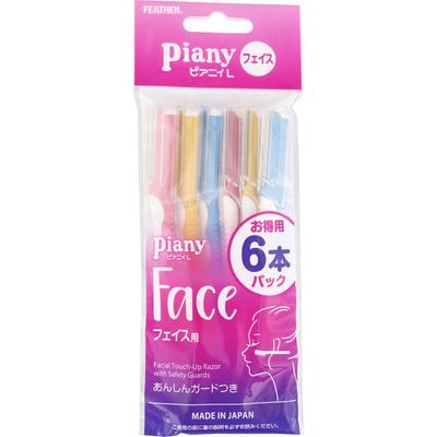 Безопасная бритва Feather Piany L для лица (6 шт.) Одноразовые женские бритвы Нанесите молочко или мыло на кожу и слегка побрейтесь, м